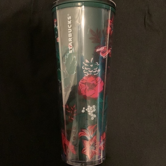- 2022  Starbucks Tumbler Green "Enchanted Forest"with Flower Straw Topper - Picture 12 of 16